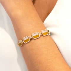 Tiger Eye and Diamond Pink Gold Bracelet