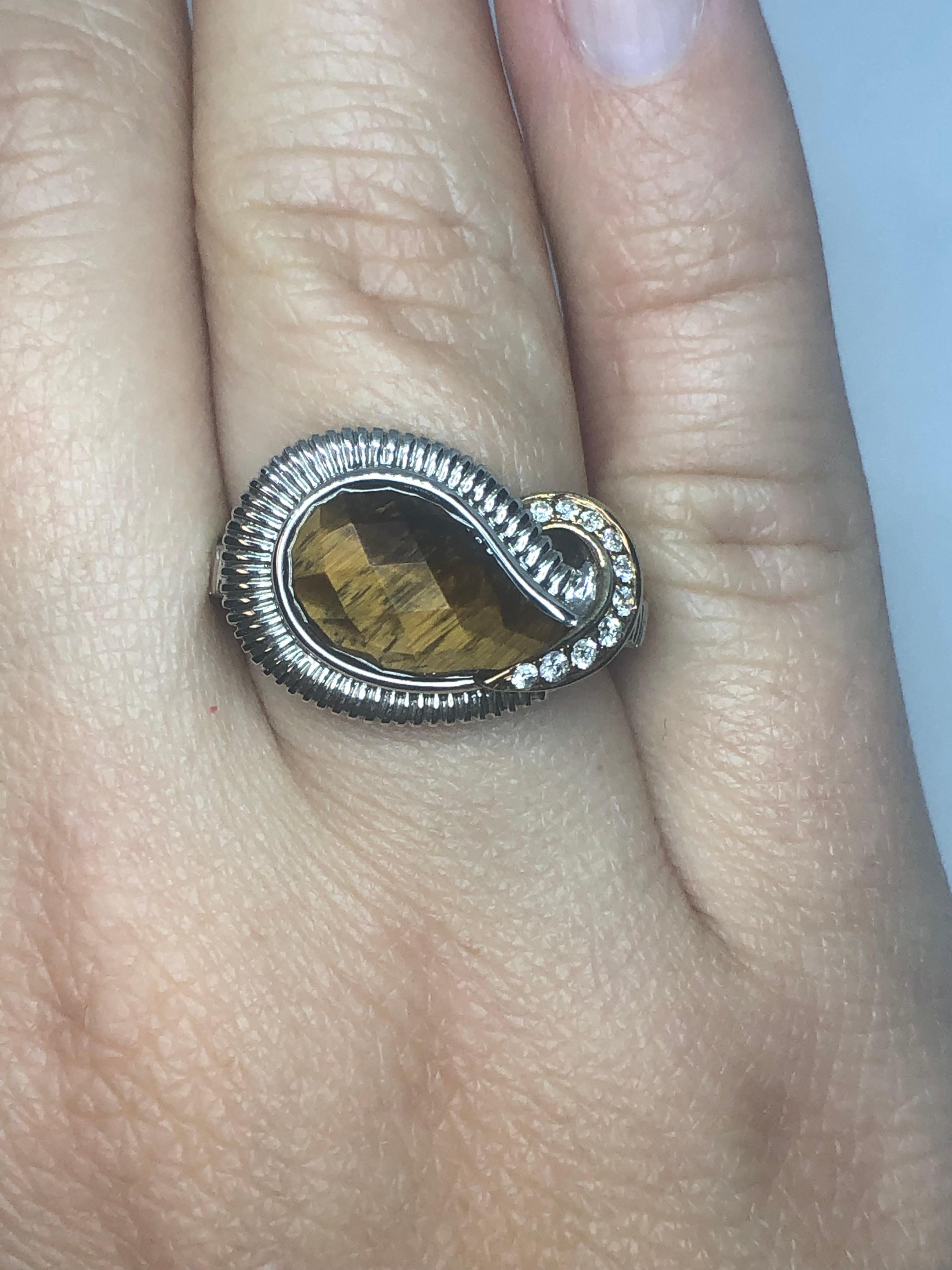Tiger Eye and Diamond Ring by Cordova For Sale 1