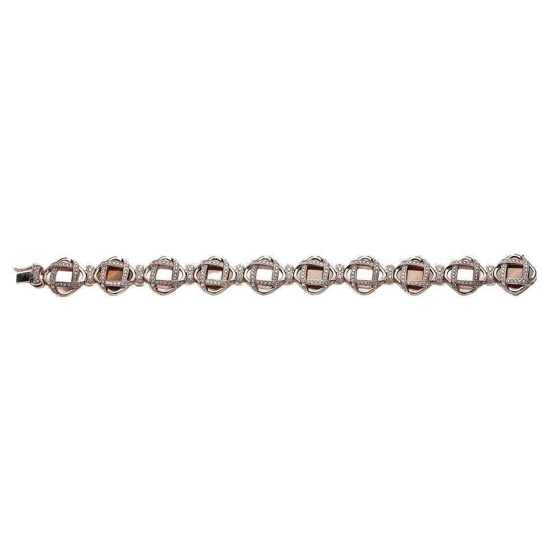 Bracelet en diamants, œil de tigre et nacre