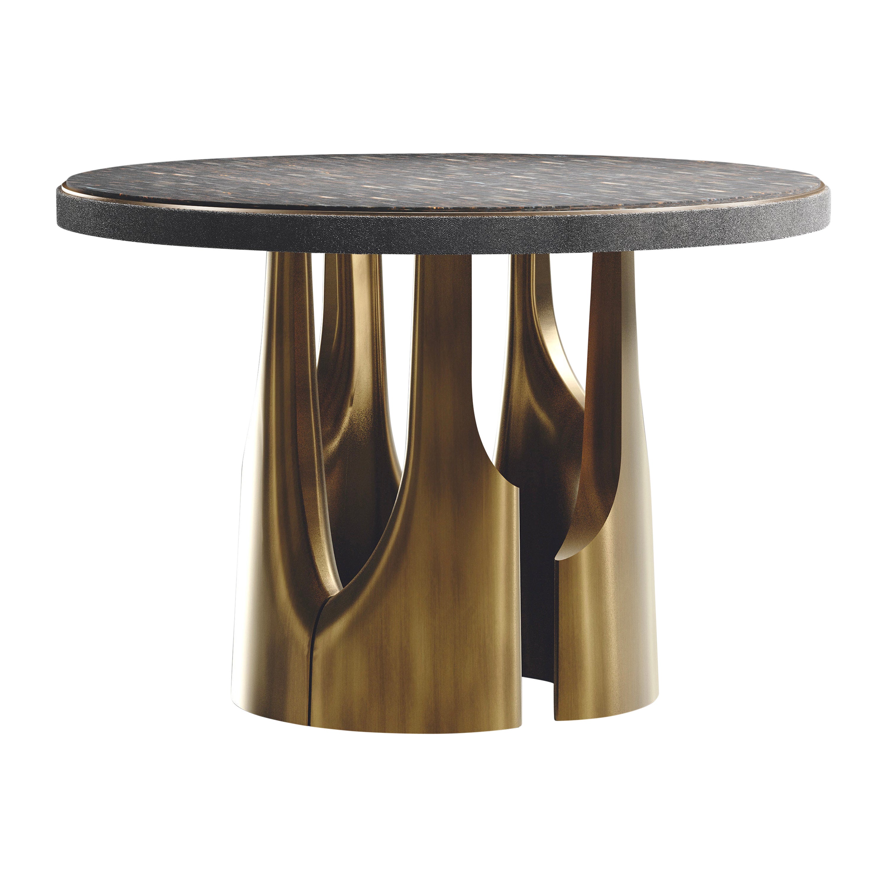 Tavolo da colazione Tiger Eye con inserti in ottone bronzato di R & Y Augousti in vendita