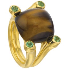 Tiger-Eye Chalcedony with Green Tourmalines