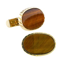 Tiger Eye Yellow Gold Cufflinks
