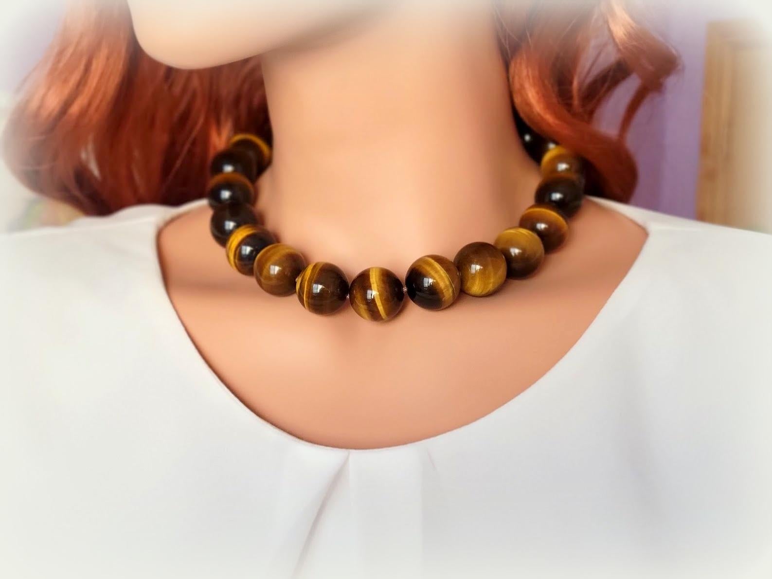 PEARLADA Long Turquoise Tiger Eye Beads Endless Necklaces Handmade Jewelry for Women 47.5 