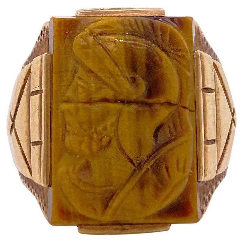 Antique Victorian Tiger Eye Stone Cameo Gold Ring at 1stDibs tiger
