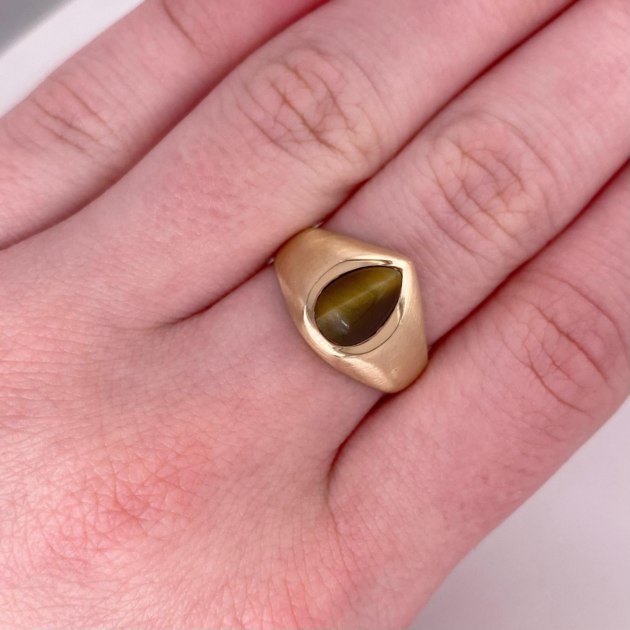 Anillo Ojo de Tigre, Anillo para Hombre o Mujer con Ojo de Tigre Miel Auténtico Corte oval en venta