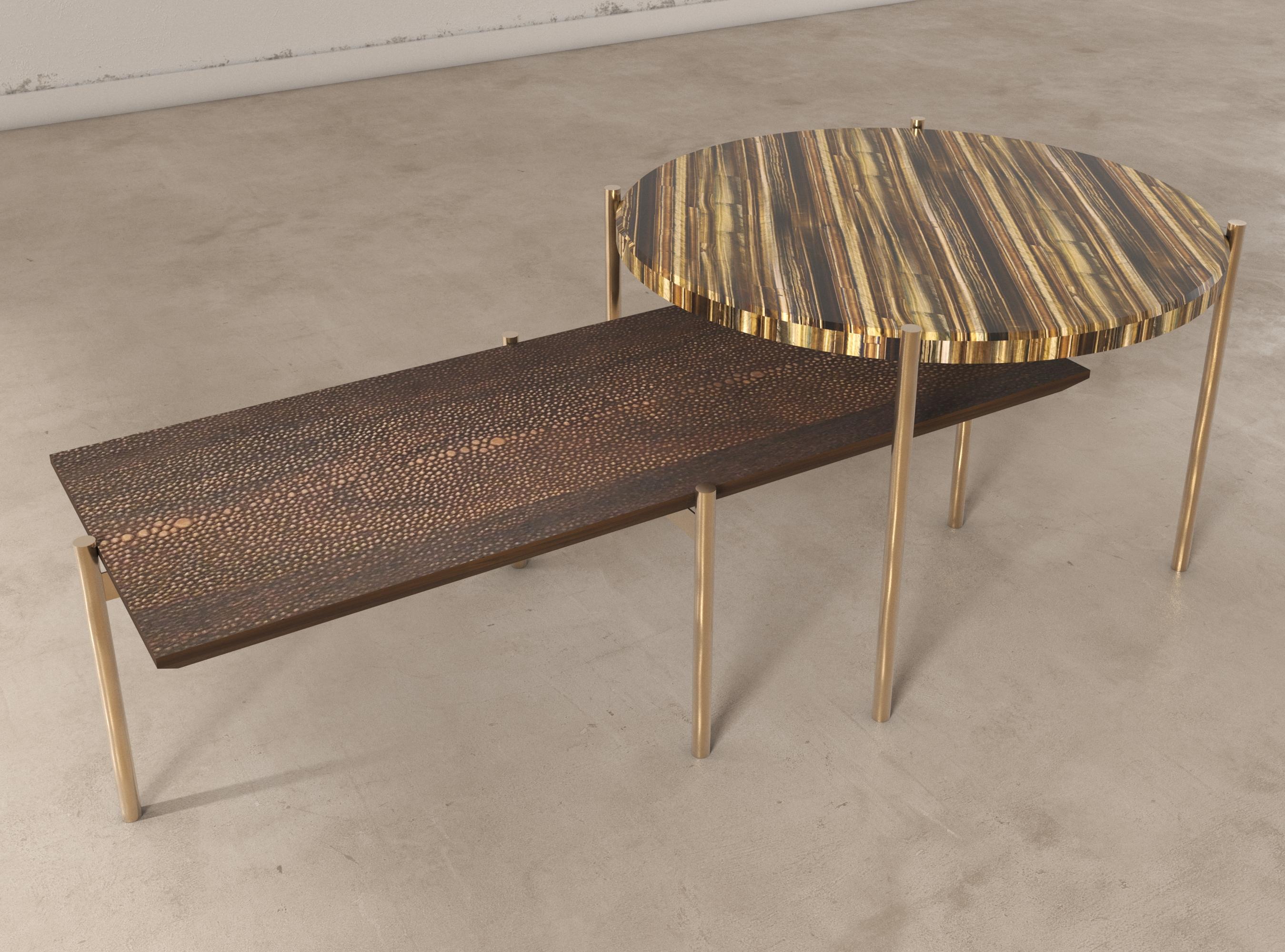 Spanish Tiger Eye´s Precious Stone and Wood Tom & Tom Table Handsculpted by ELEMENT&CO