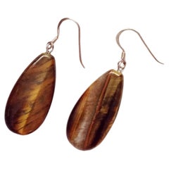Tiger Eye Sterling Silver Earrings, Tiger Eye Teardrops, Tiger Eye Drop Earrings