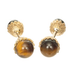 Tiger Eye Yellow Gold Cufflinks