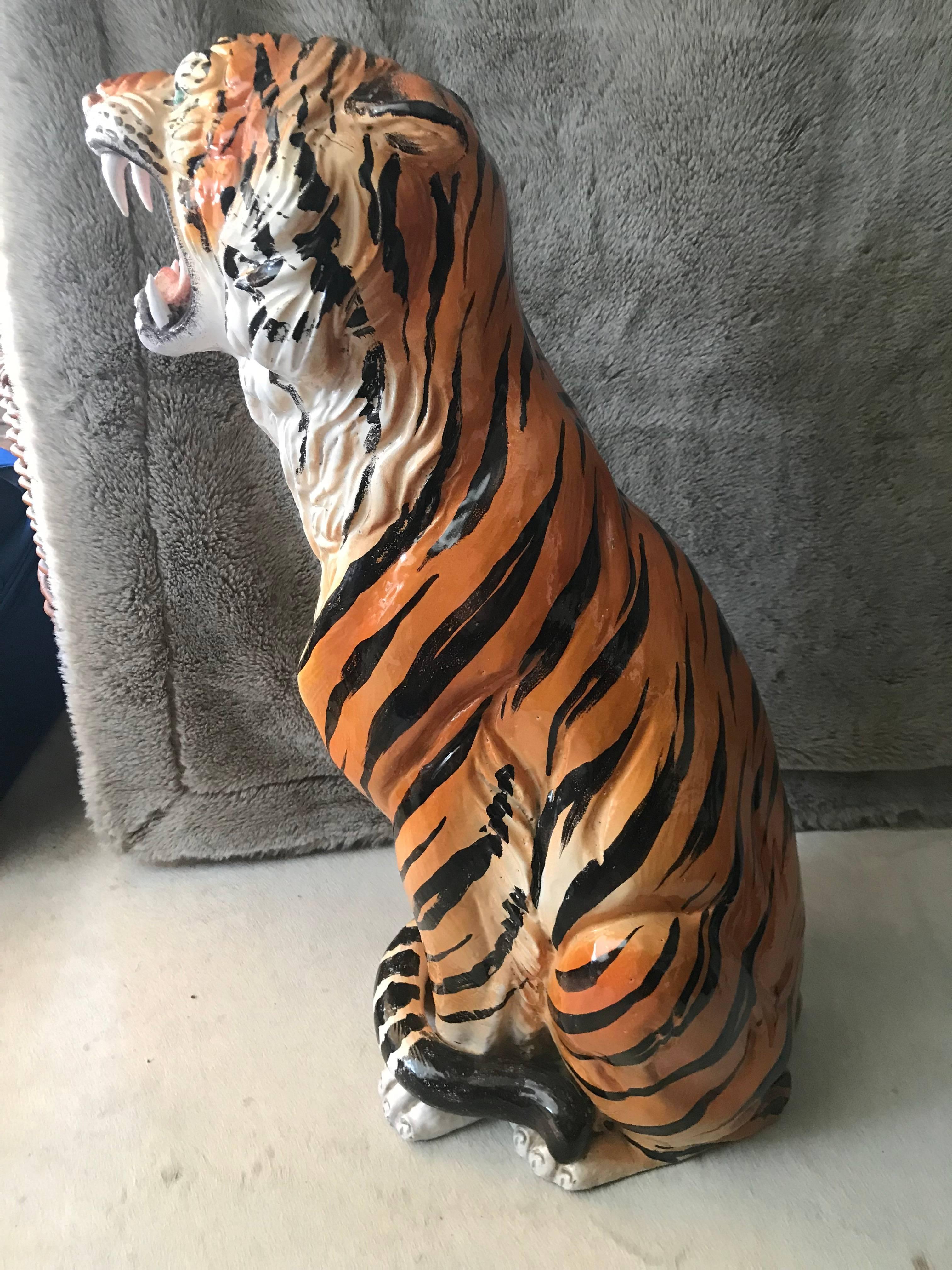 Mid-20th Century Tiger in Terracotta, 1960s, Italy For Sale