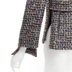 TIGER IN THE RAIN CHANEL Custom grey tweed CC reconstructed jacket FR36 S