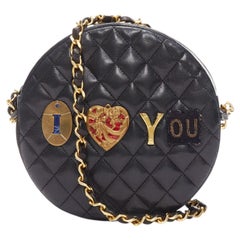 TIGER IN THE RAIN CHANEL Vintage I Love You applique round crossbody chain bag
