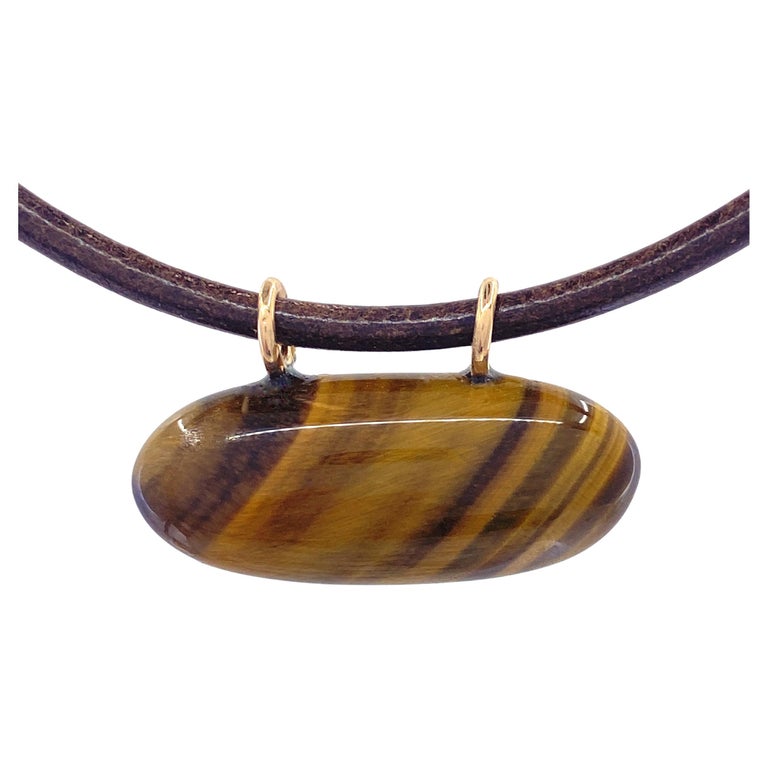 Semi-precious tigers eye stone oval bead chunky choker necklace jewellery
