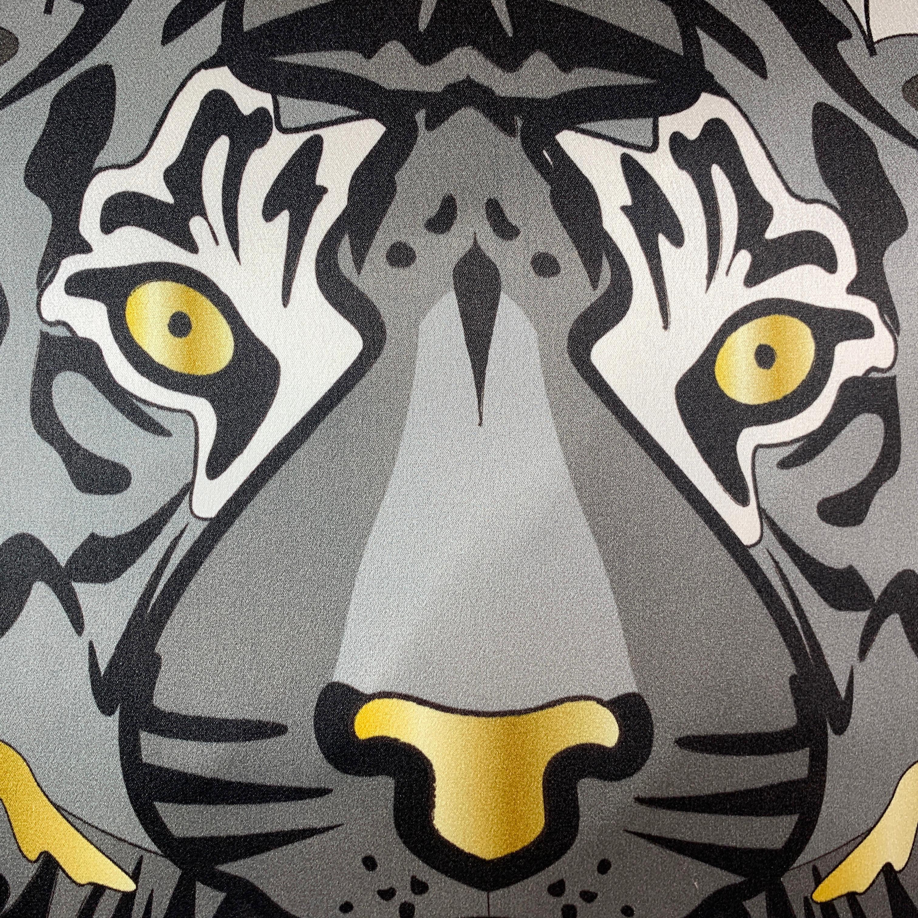 Tiger Luxury Silk Pillow Monochrome and Gold, The Tropics Collection  In New Condition For Sale In Hastings, GB