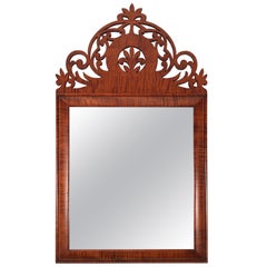 Tiger Maple Carved Baroque Style Mirror