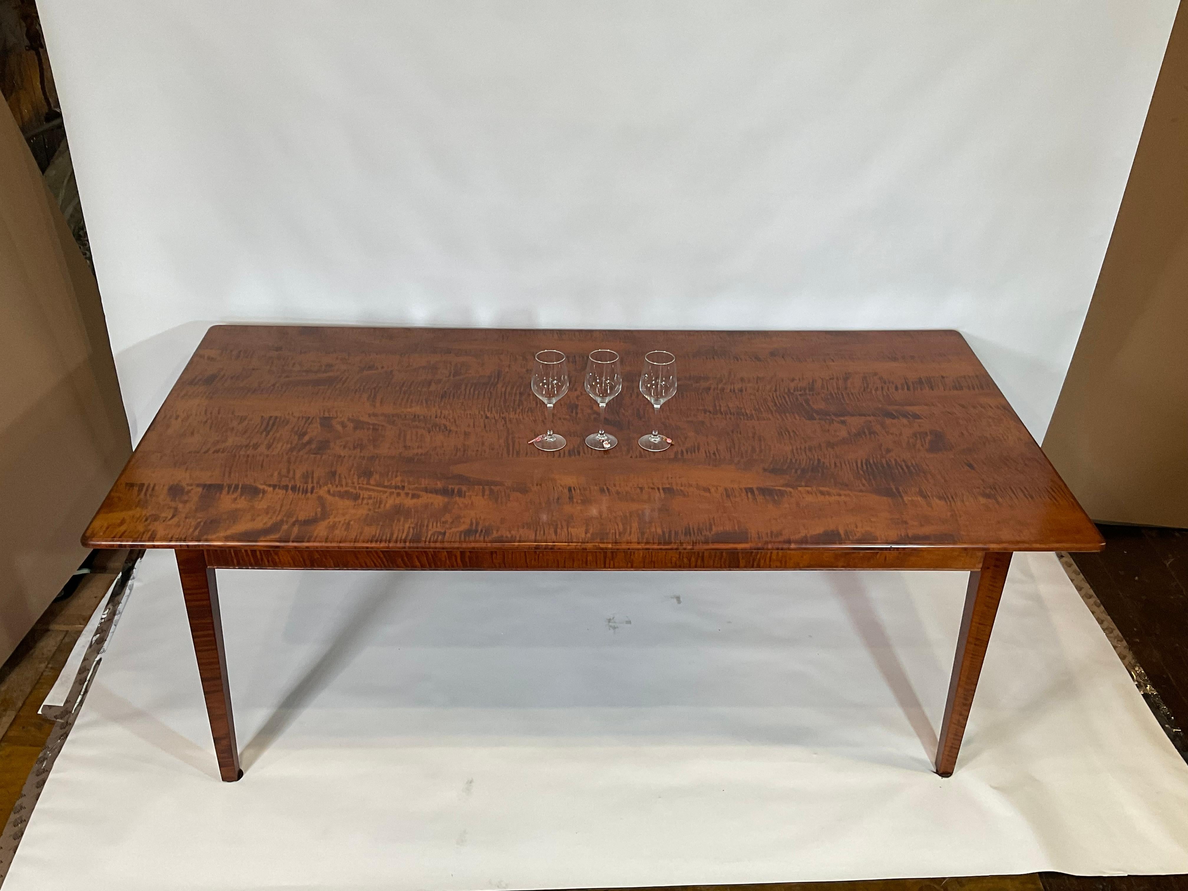 North American Tiger Maple Dining Table For Sale