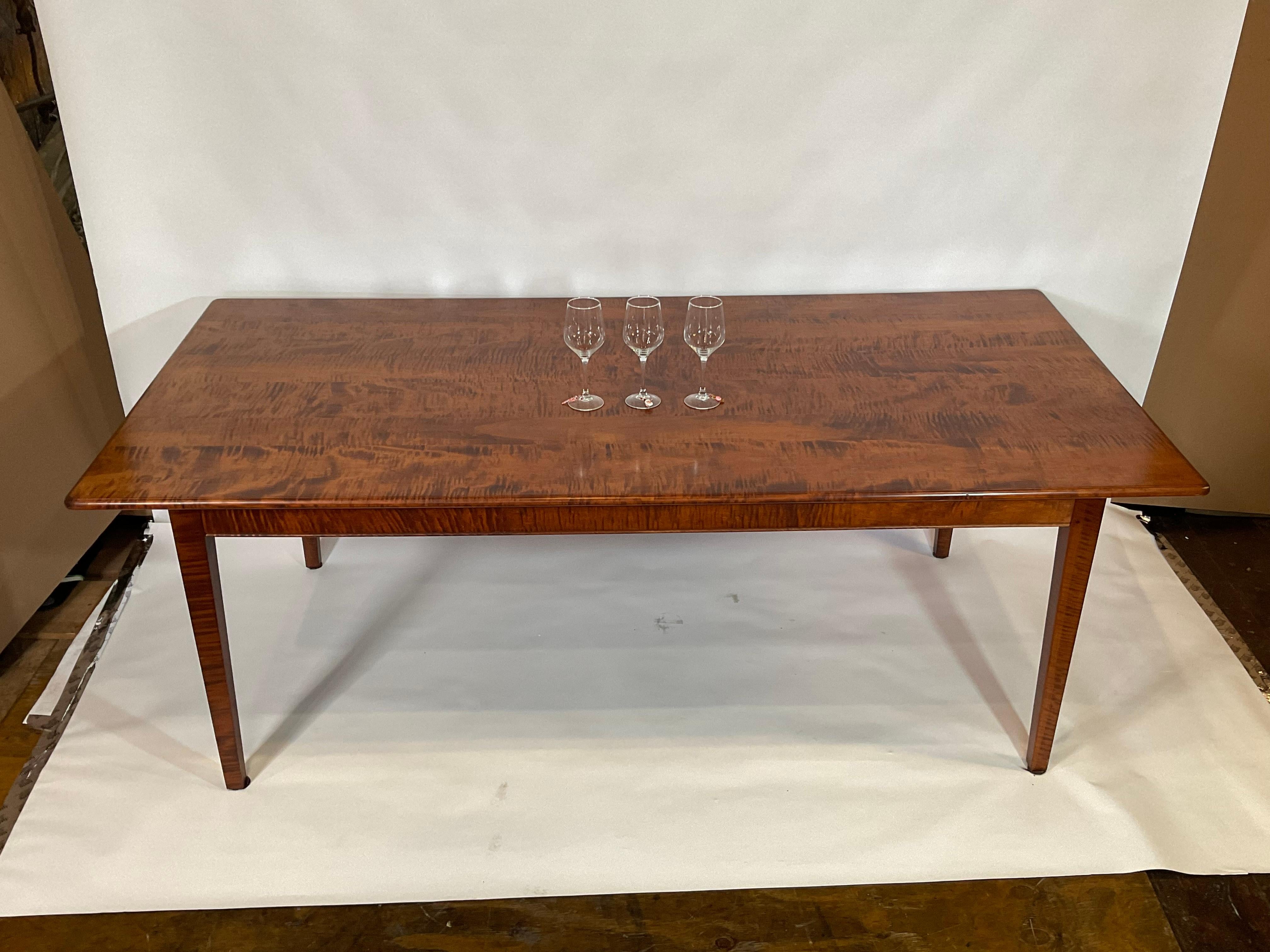 Contemporary Tiger Maple Dining Table For Sale