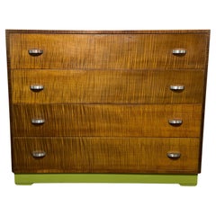 Tiger-Kommode aus Ahornholz mit Nickelgriffen, Eliel Saarinen zugeschrieben, ca. 1940er Jahre