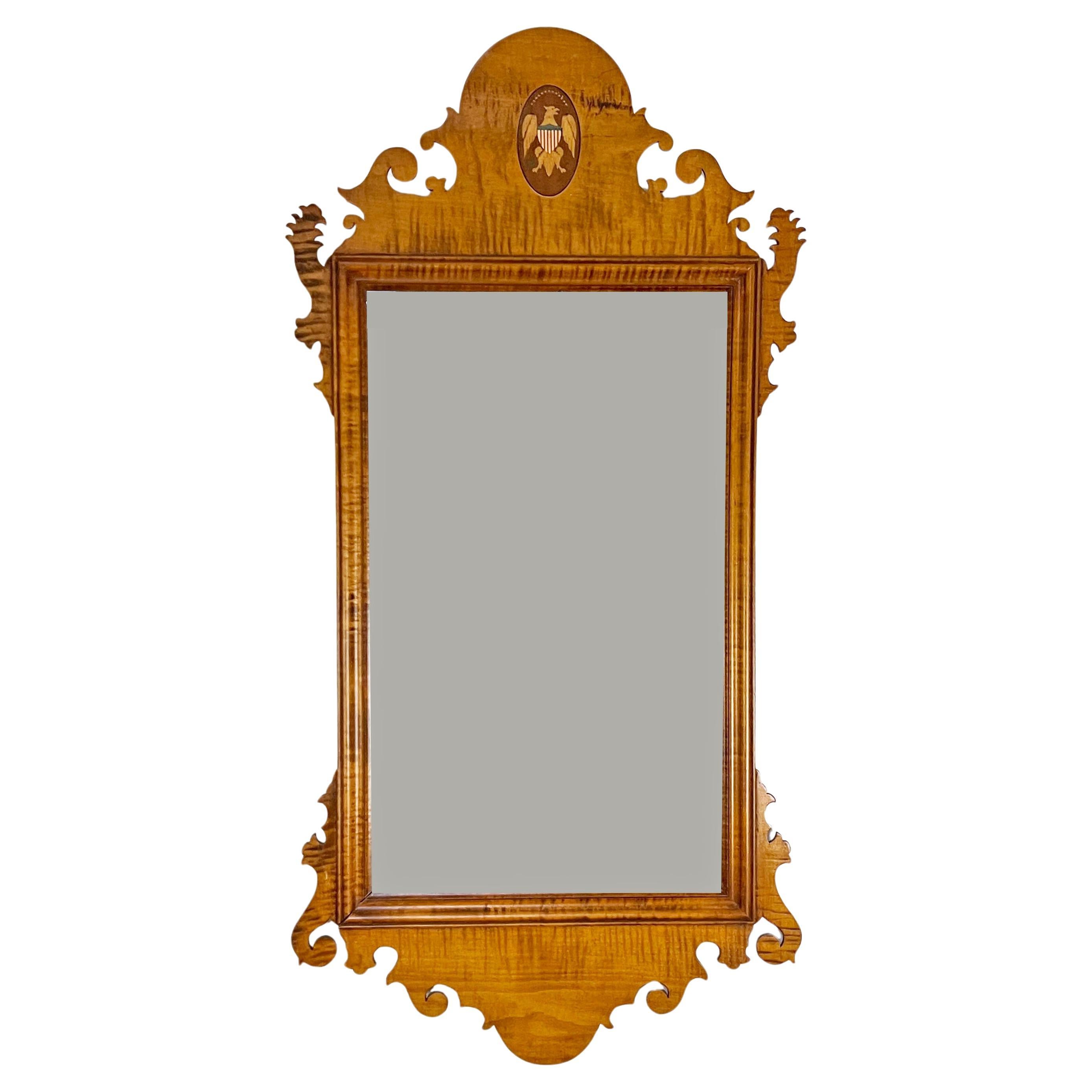 Tiger Maple Federal Chippendale Mirror by D.R. Dimes