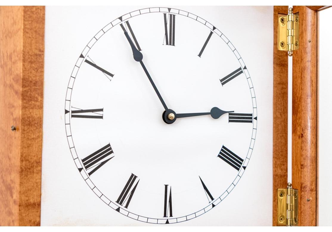 20th Century Tiger Maple Framed Wall Mounted Clock By Ian Ingersoll For Sale
