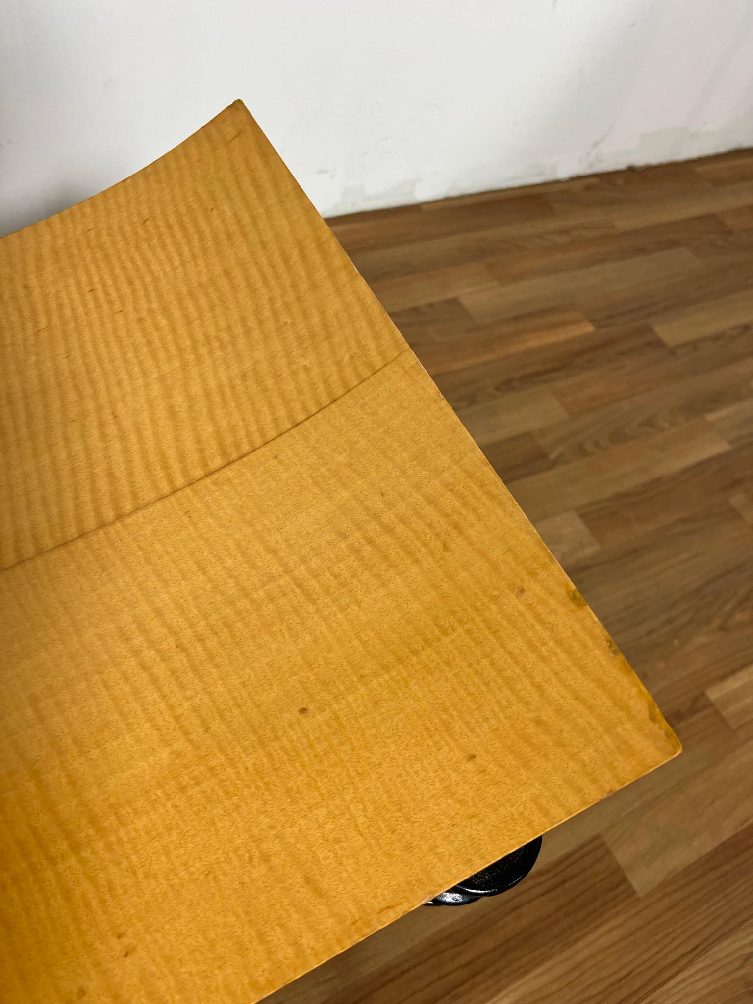 Late 20th Century Tiger Maple Postmodern Studio Craft Bench in the Biedermeier Style