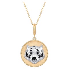 Tiger Medallion 14K (or 18k upon request) Yellow Gold Pendant Necklace