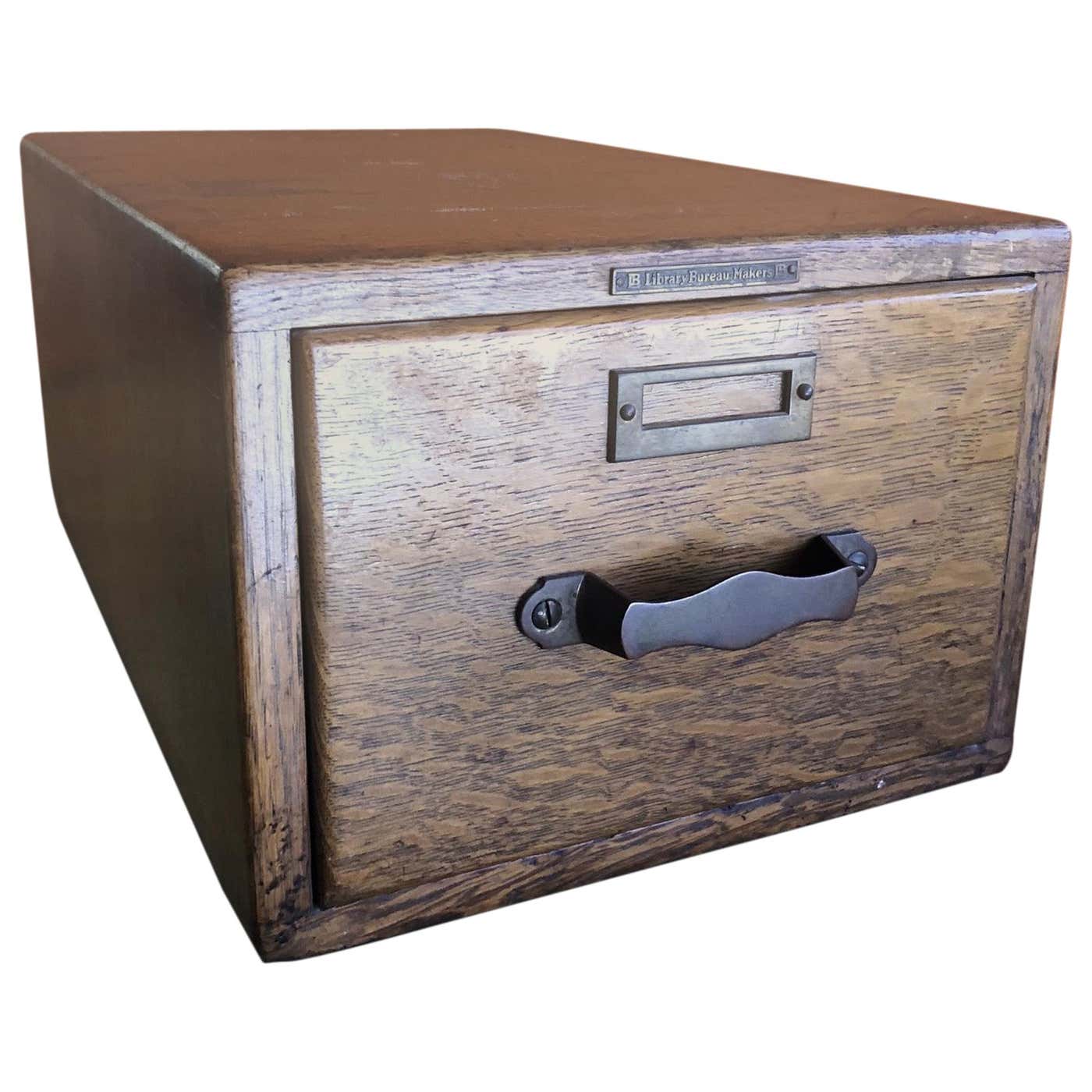 Tiger Oak Card Catalog Box by Library Bureau Makers at 1stDibs