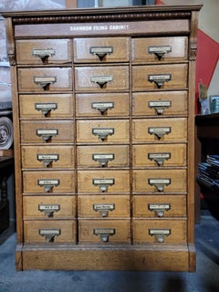 Tiger Oak File Cabinet Circa. 1900 (24) Drawers