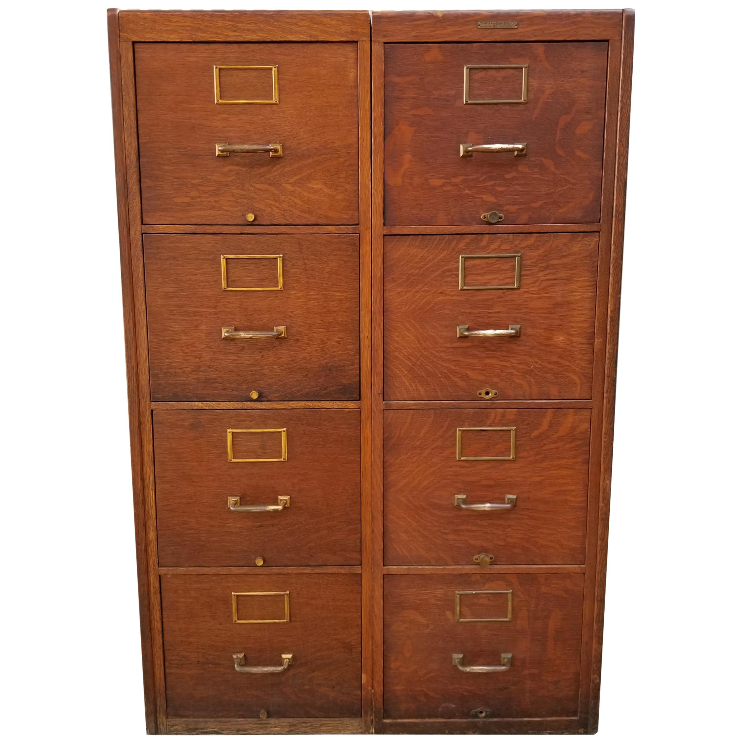 Tiger Oak File Cabinet, Early 20th Century