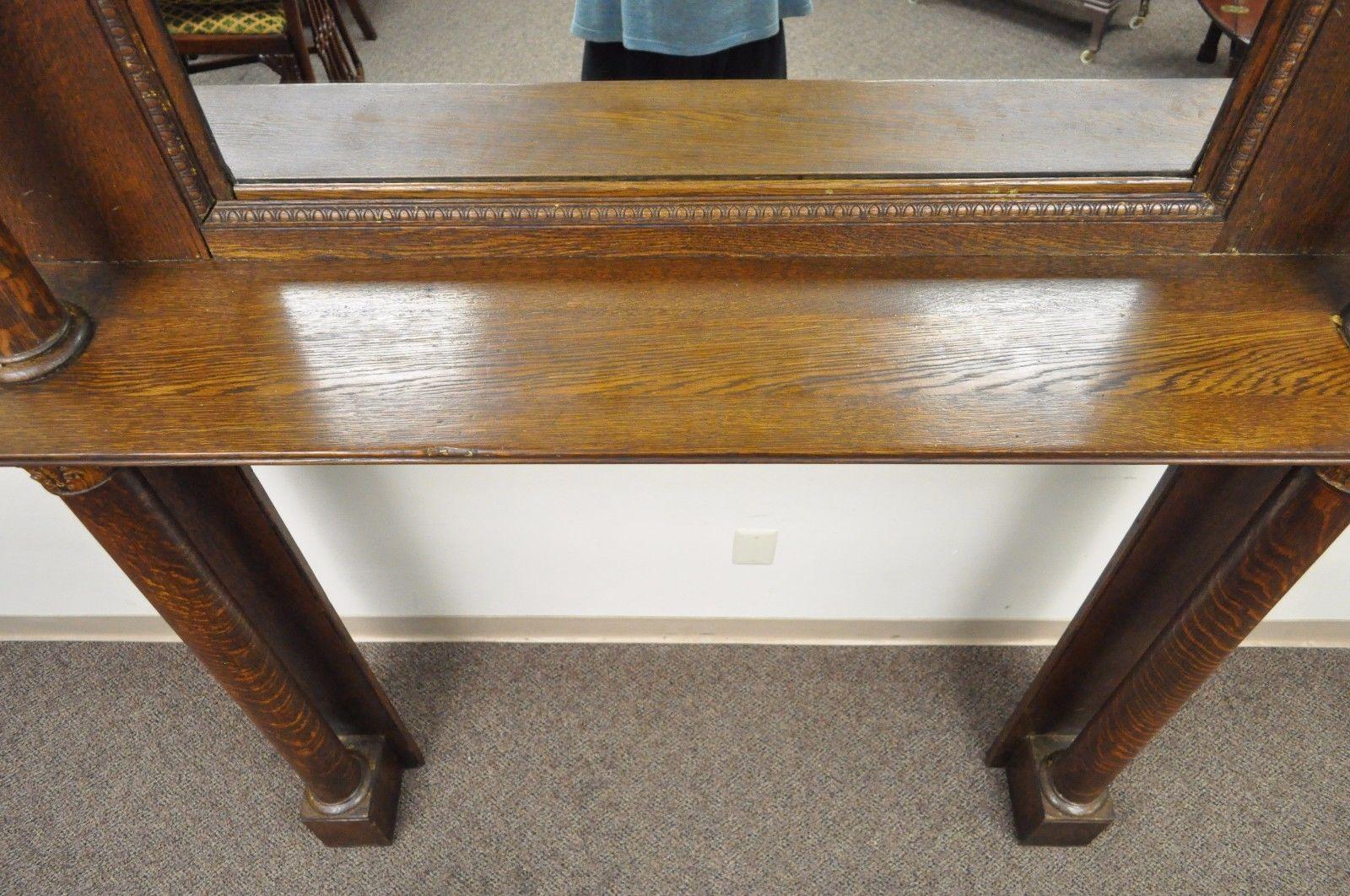 Tiger Oak Fireplace Mantel Surround Mirror Architectural Salvage 4