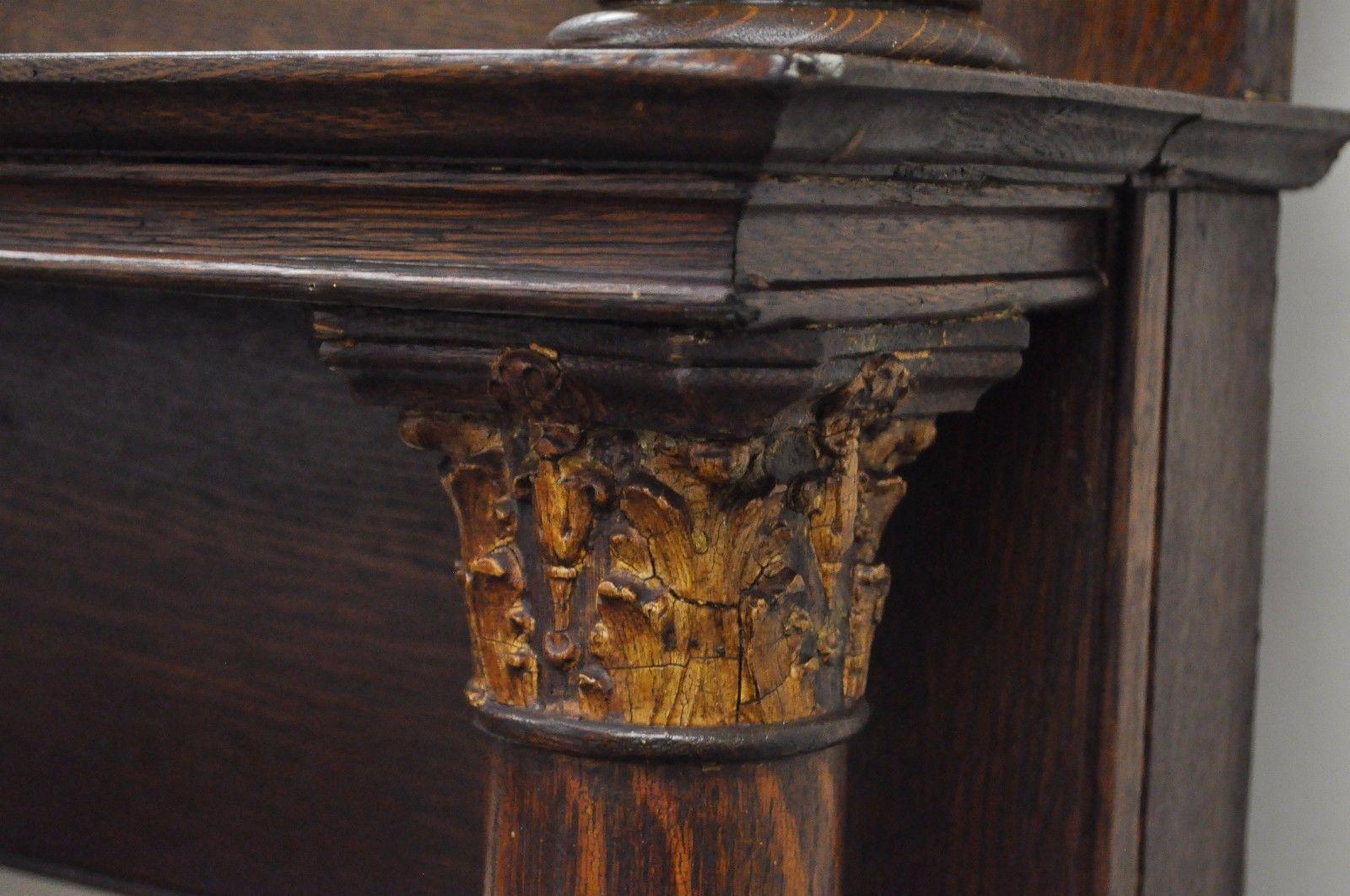 Tiger Oak Fireplace Mantel Surround Mirror Architectural Salvage In Good Condition In Philadelphia, PA