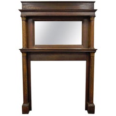 Tiger Oak Fireplace Mantel Surround Mirror Architectural Salvage