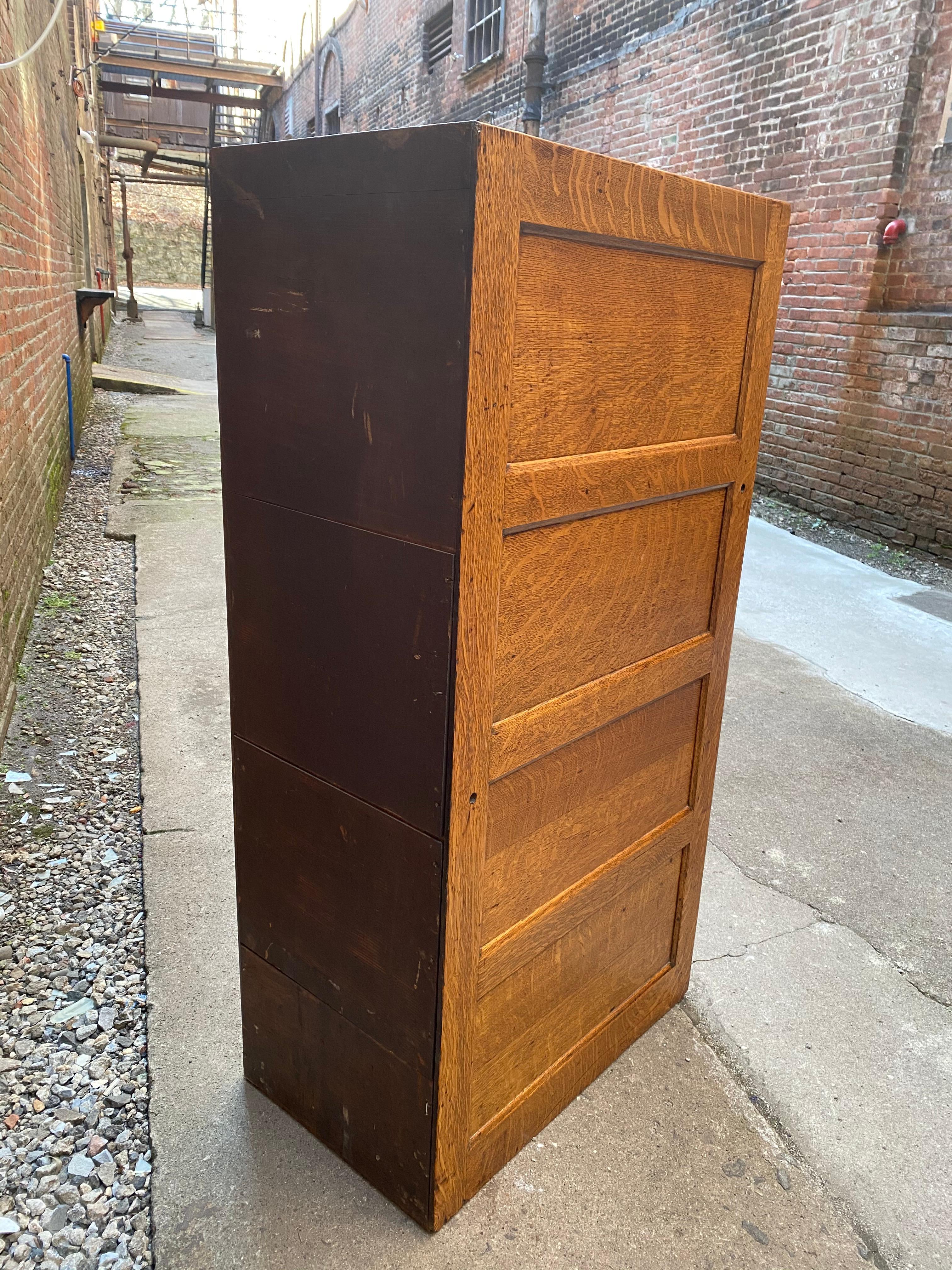 Tiger Oak Four Drawer File Cabinet 3