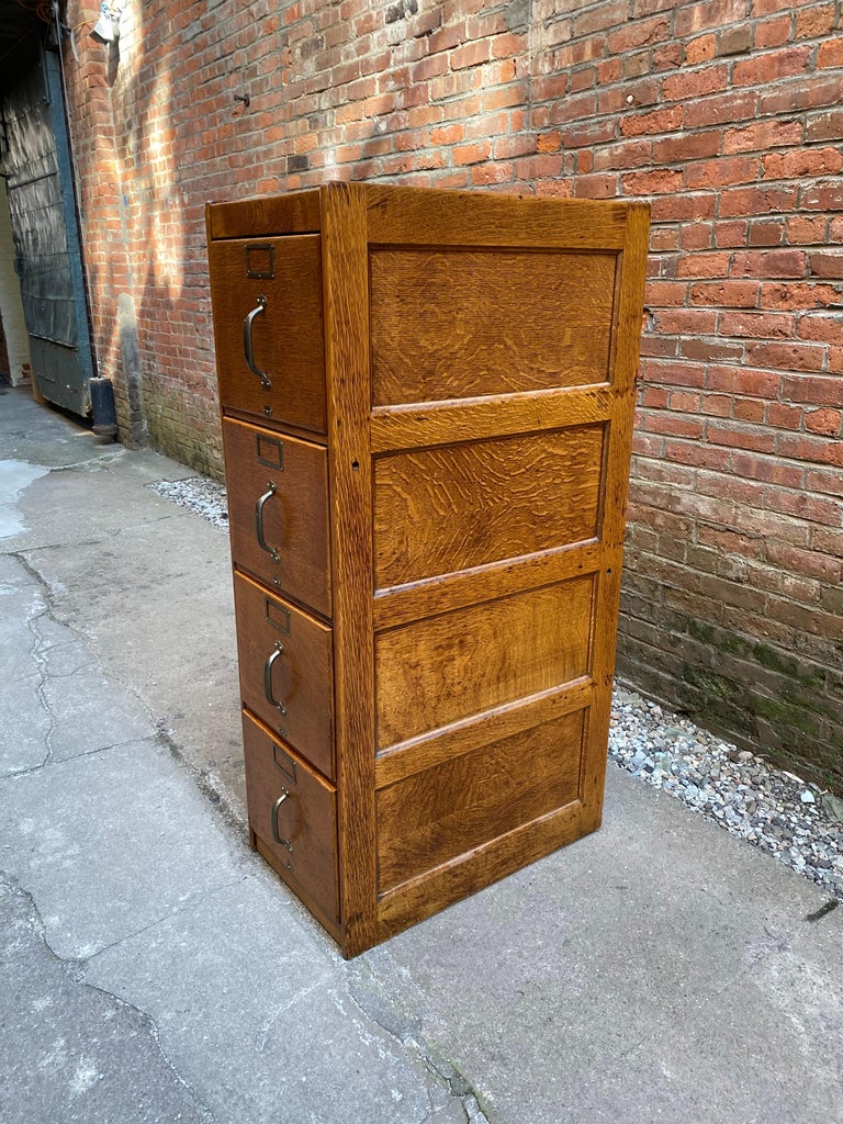Tiger Oak Four Drawer File For Sale at 1stdibs