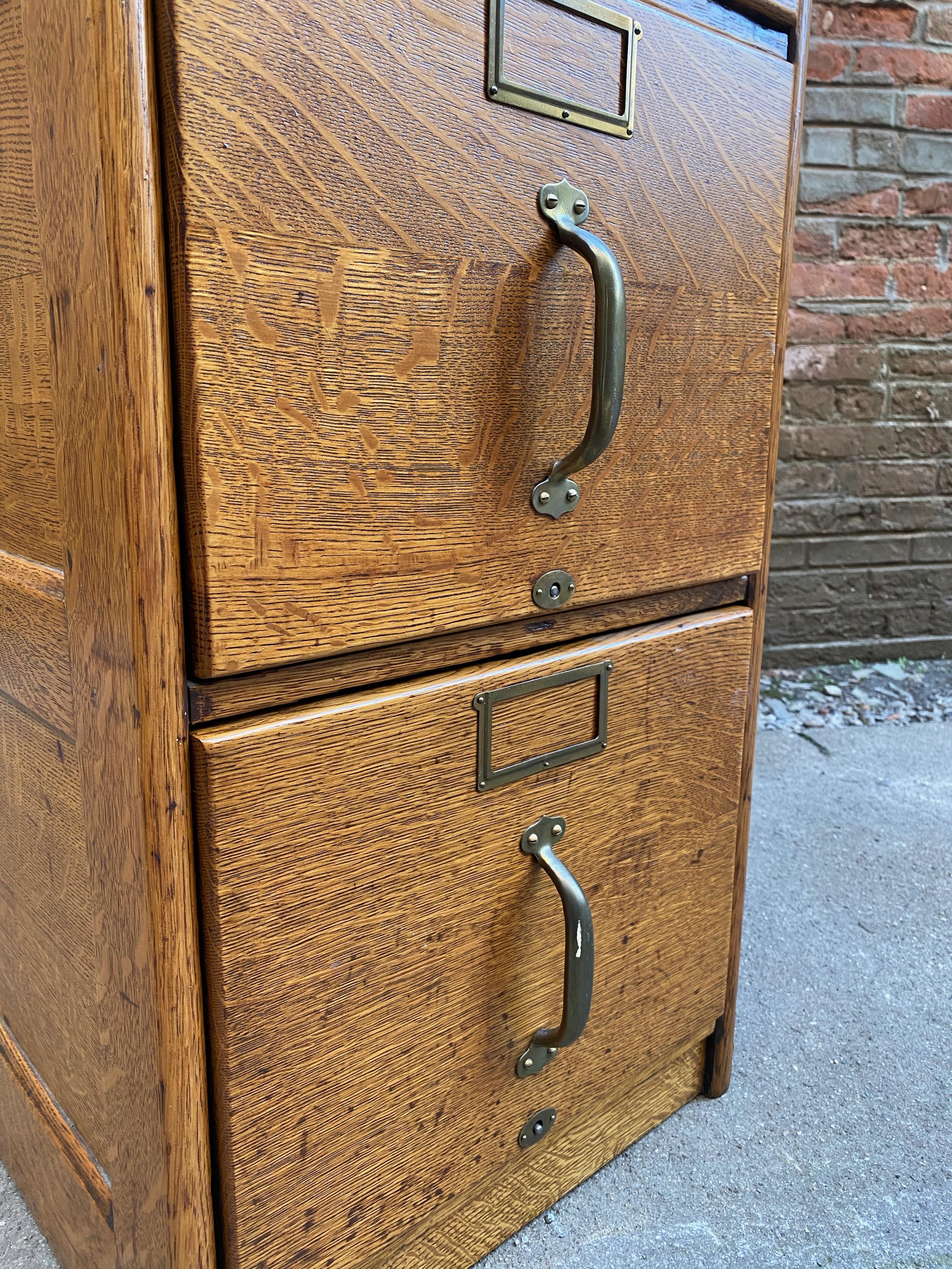 Late 19th Century Tiger Oak Four Drawer File Cabinet