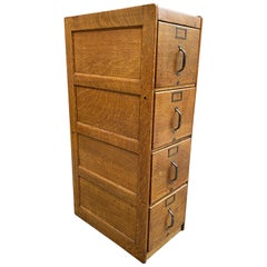 Antique Tiger Oak Four Drawer File Cabinet