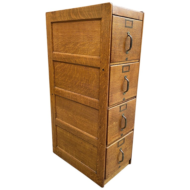 Tiger Oak Four Drawer File Cabinet At, Oak Wooden File Cabinets 4 Drawer