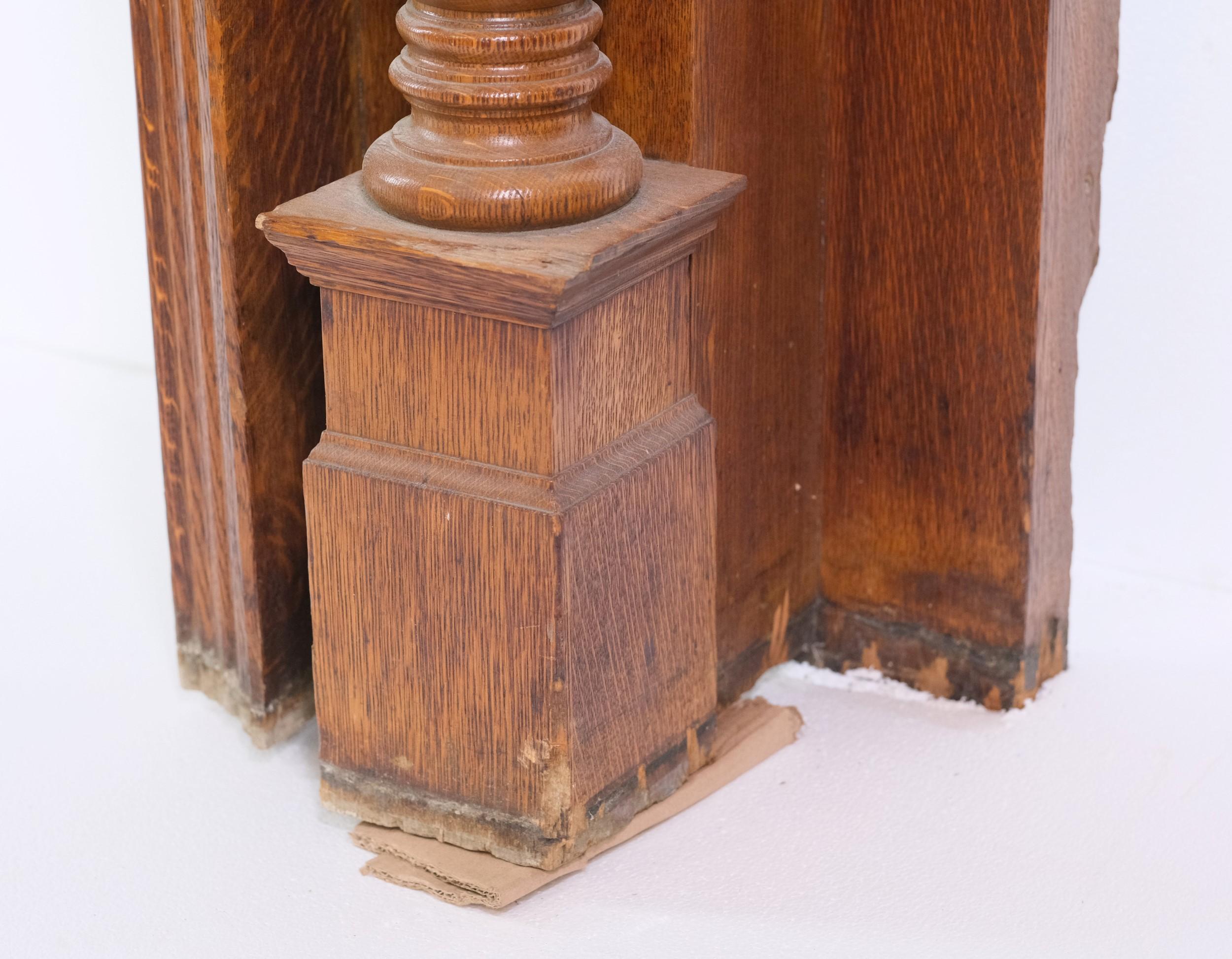 Tiger Oak Mirrored Fireplace Mantel w/ Fluted Columns and Egg & Dart Details 7