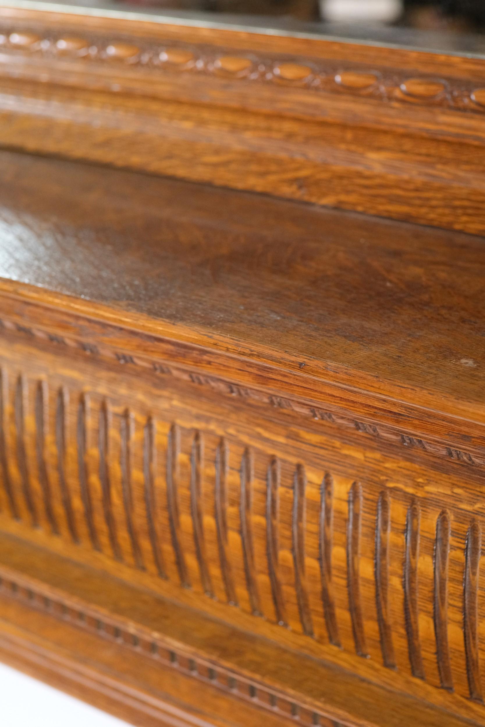 Tiger Oak Mirrored Fireplace Mantel w/ Fluted Columns and Egg & Dart Details 9