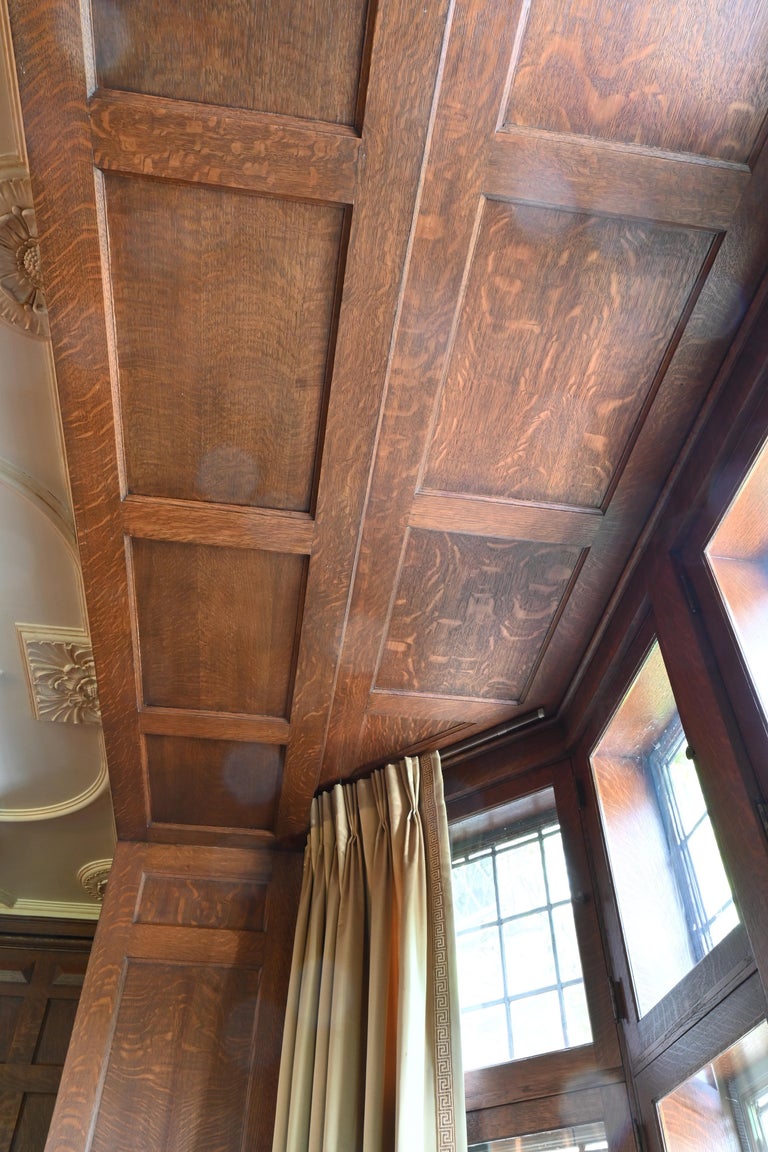 Tiger Oak 'Quarter Sawn' 1929 Paneled Room and Doors Complete For Sale at 1stDibs