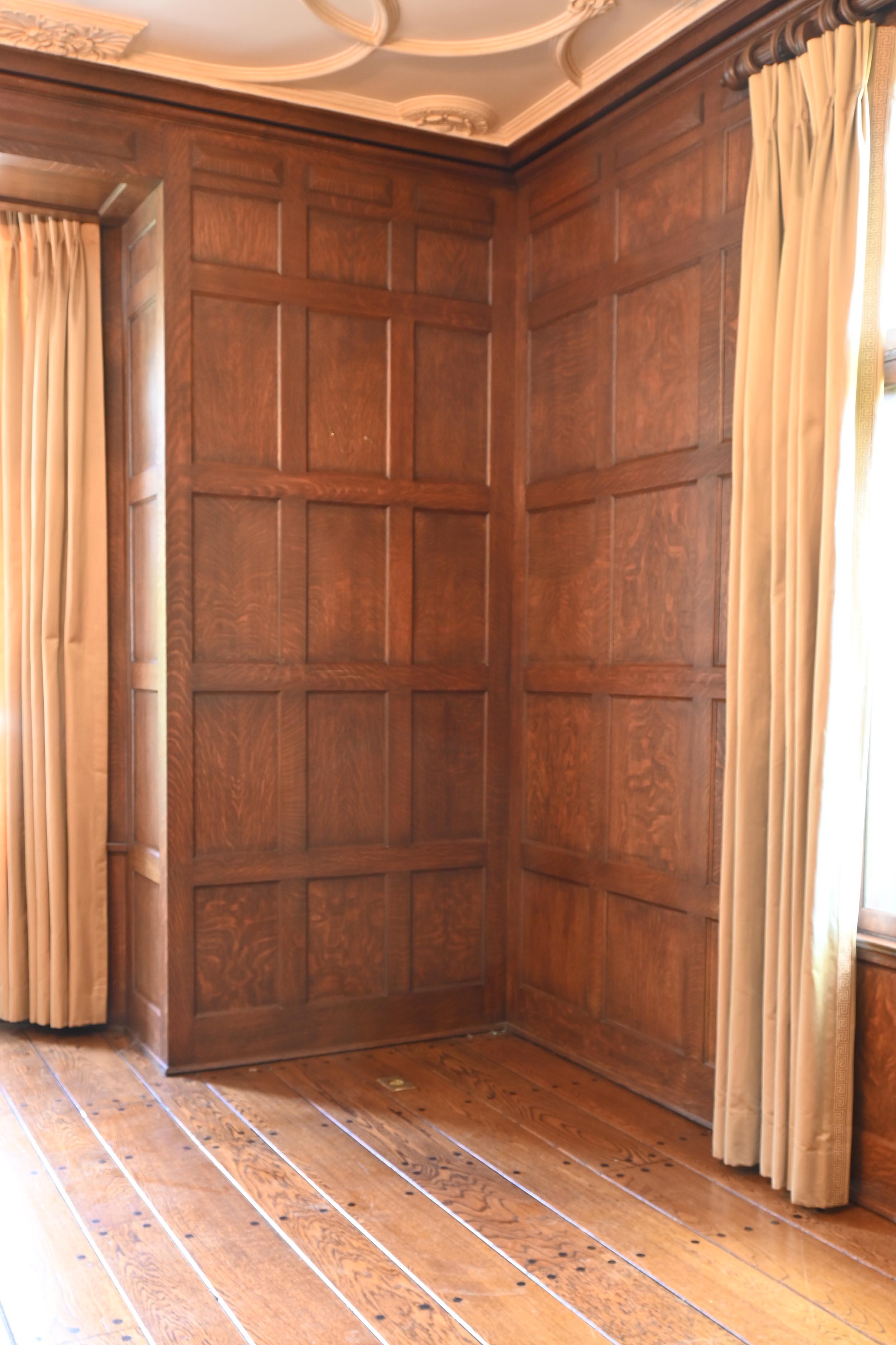 American Tiger Oak 'Quarter Sawn' 1929 Paneled Room & Doors Complete For Sale