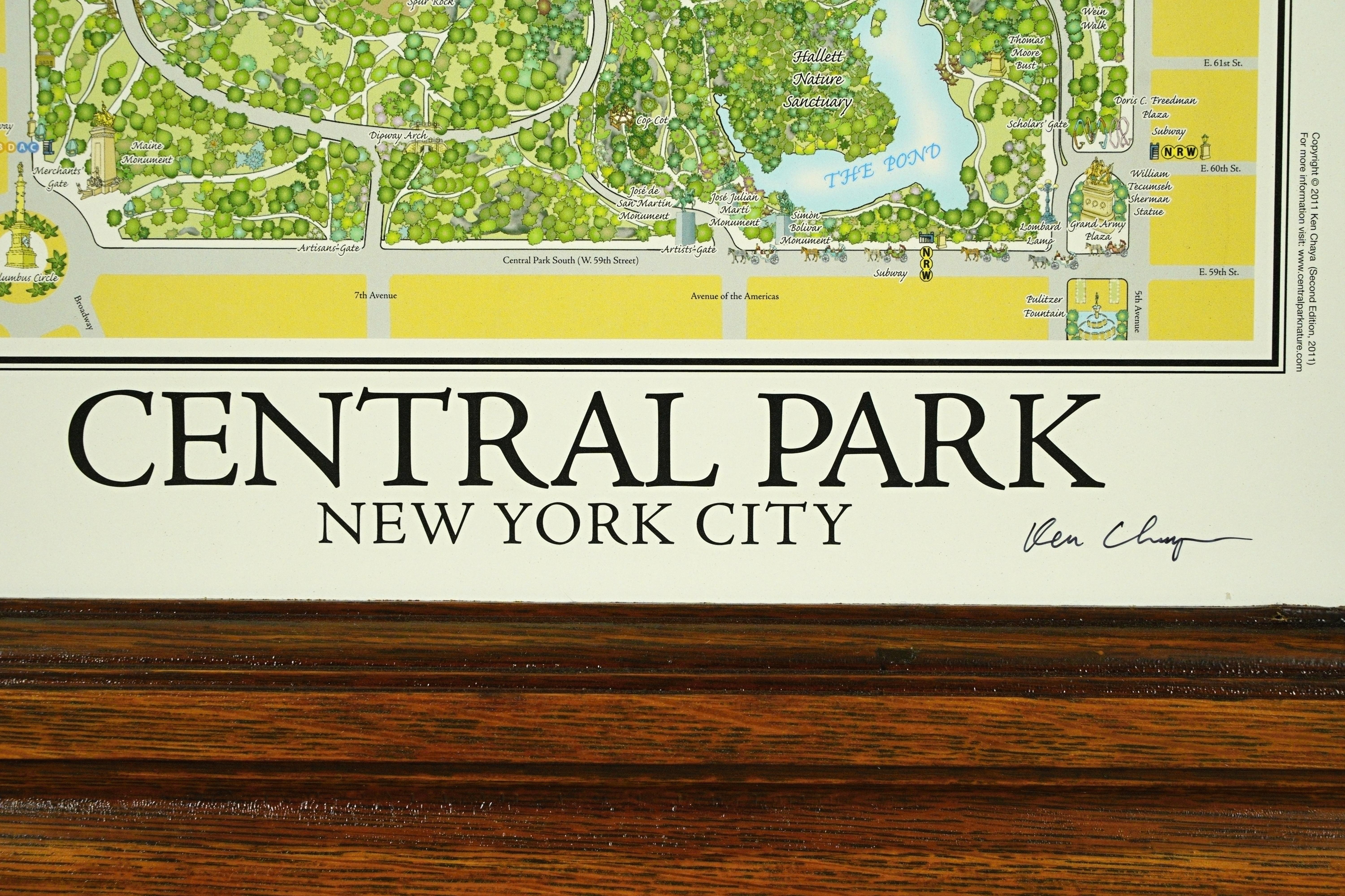 Tiger Oak Wood Molding Framed Central Park Print 1