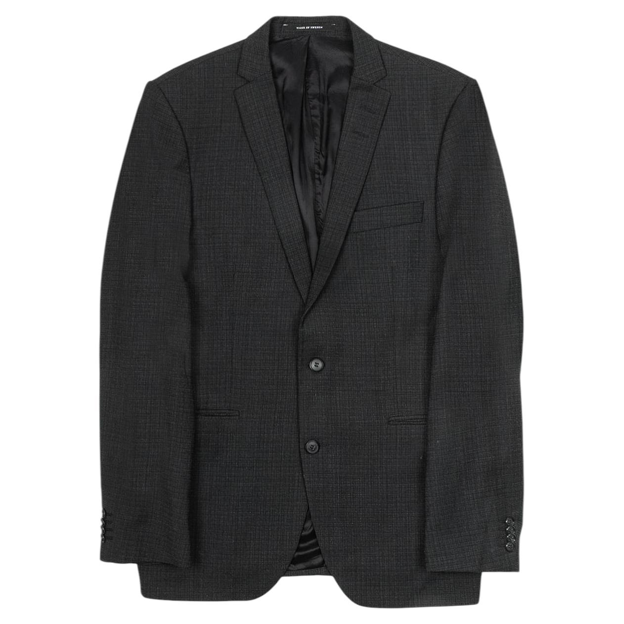 Tiger of Sweden Men's Grey Checked Blazer, M/L, Polyester Wool Blend For Sale
