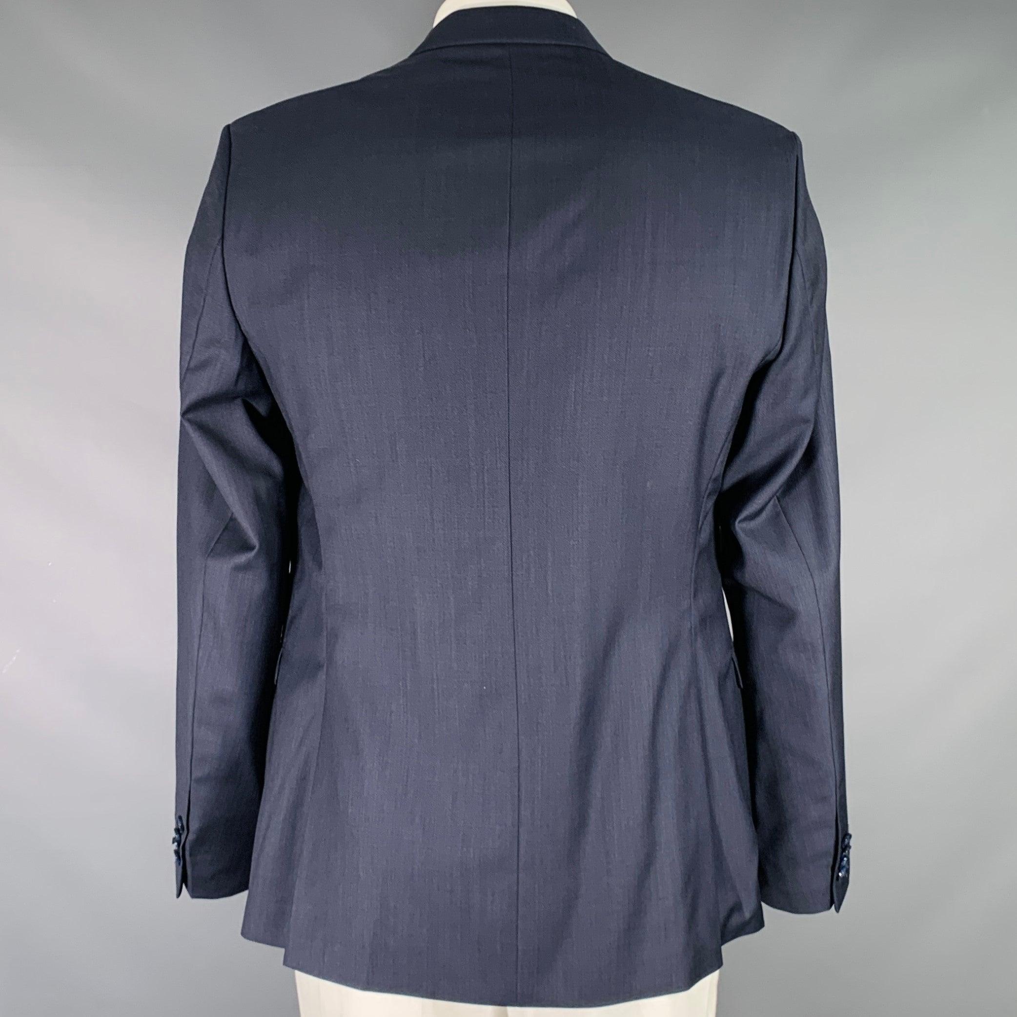 Black TIGER of SWEDEN Size 46 Navy Wool Notch Lapel Sport Coat For Sale