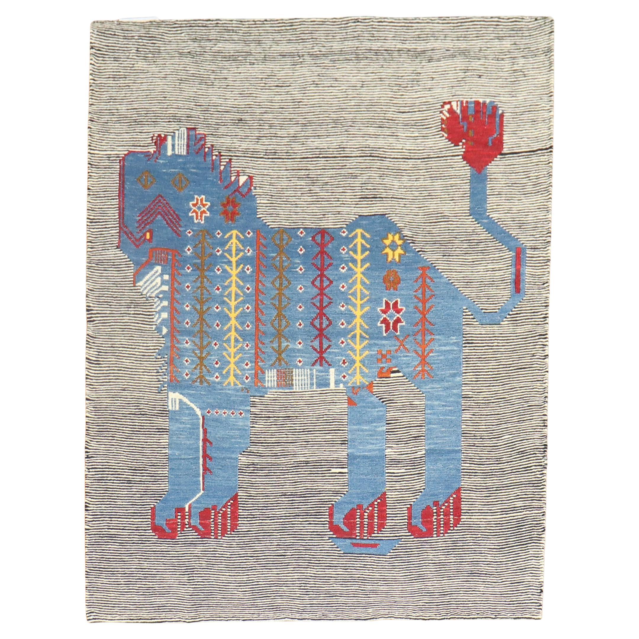 Hey Dude Pictorial Persian Kilim Wall Hanging For Sale at 1stDibs
