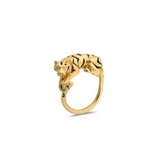 Tiger Polished Enamel Diamond Fashion Ring in 18Karat Gold