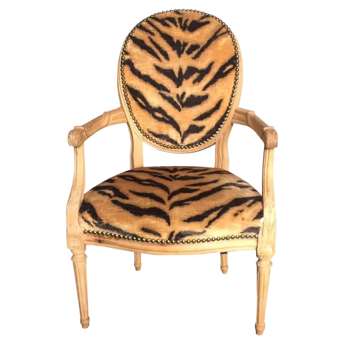 Tiger Print Arm Chair  For Sale