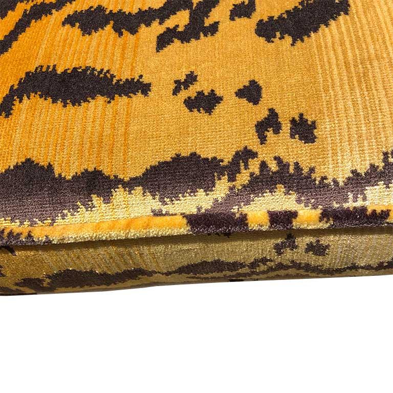 Hollywood Regency Tiger Print Bench or Settee Box Cushion in the Style of Scalamandre Belgium 