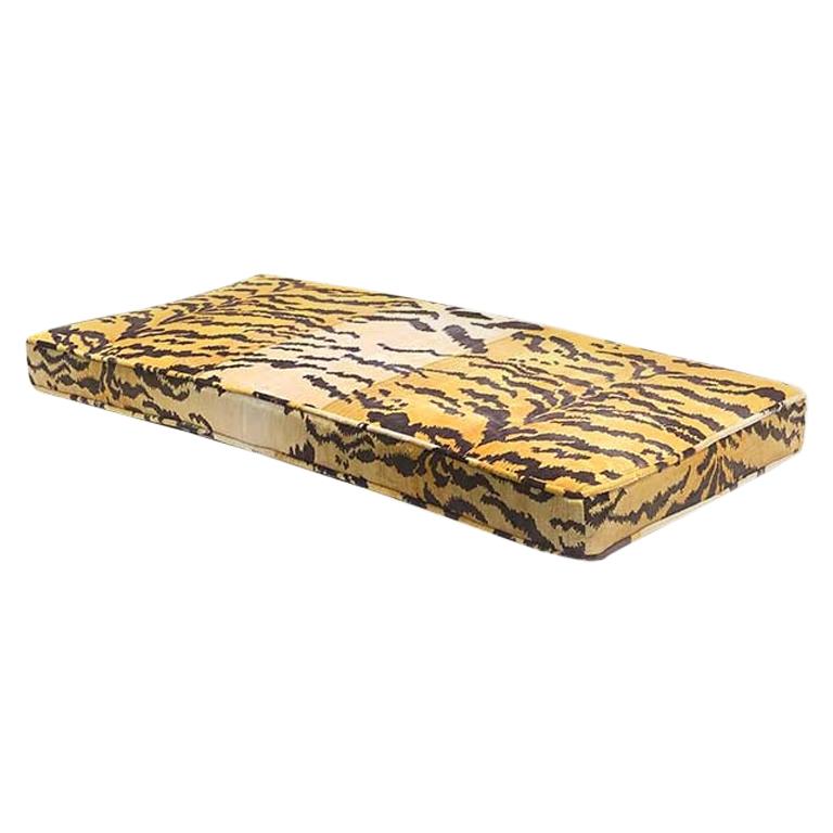 Tiger Print Bench or Settee Box Cushion in the Style of Scalamandre Belgium 
