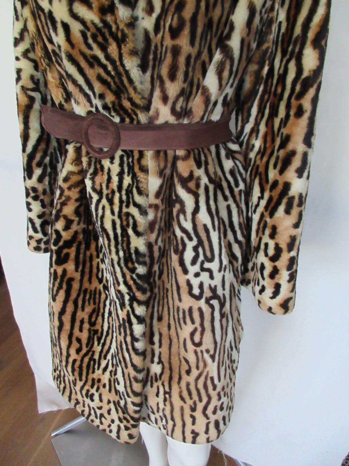 Tiger Print Sheared Beaver Fur Coat For Sale 1