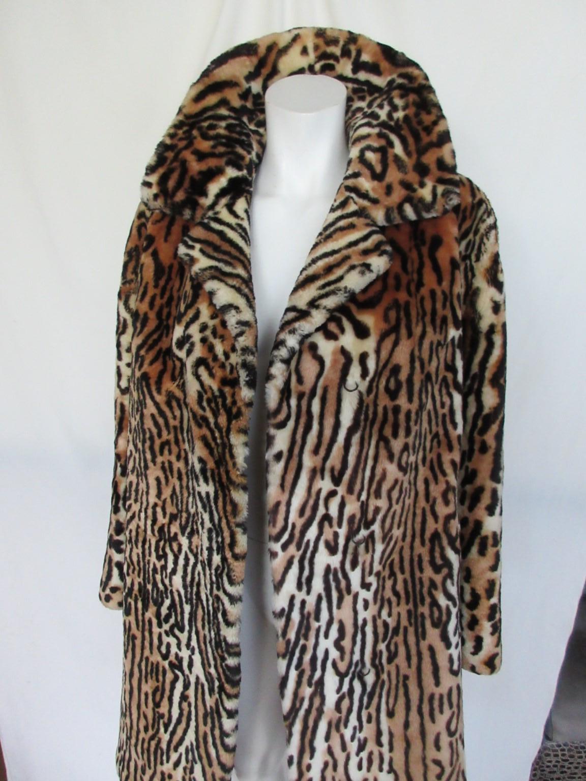 Tiger Print Sheared Beaver Fur Coat For Sale 2